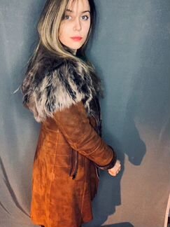 Дубленка шуба s-m натуральный мех