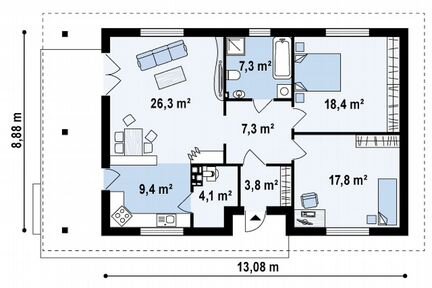 Блочный дом из керамического кирпича Варна 114м2