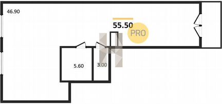 Помещение свободного назначения, 55.5 м²