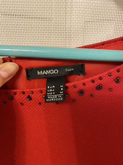 Платье красное Mango с вышивкой бисером