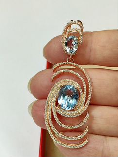 Кулон с голубыми топазами, золото, серебро