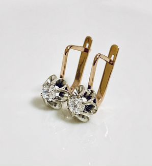 Золотые серьги с фианитами 583 проба