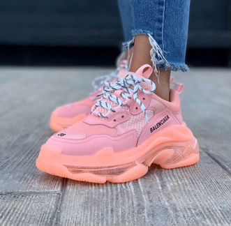 Кроссовки Balenciaga Triple S Коралловые (36-40)