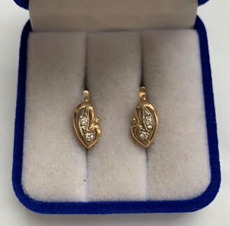 Золотые серьги с бриллиантами. 585 проба