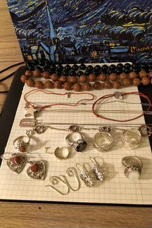 Серьги, кольца, подвески - серебро, бусы