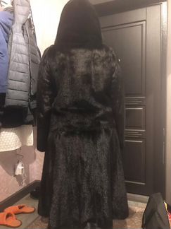 Шуба норка длинная черная