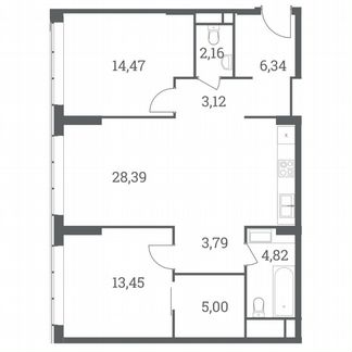 2-к квартира, 81.5 м², 29/51 эт.
