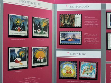 Рождество. Марки Европы. Новогодние марки. Сувенир