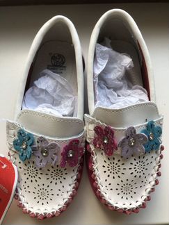 Мокасины для девочек, новые, кожа, 16,5см по стель