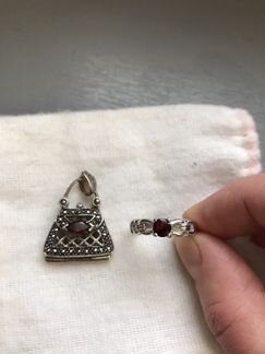 Комплект (серебро, гранат)