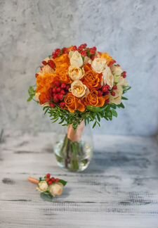 Рыжий Свадебный букет невесты на свадьбу