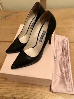 Черные кожаные туфли prada оригинал 37р-р