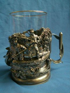 Подстаканник Рыбалка. Бронза. Литьё.Россия