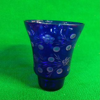 Ваза цветное стекло кобальт резьба