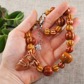 Арома Бусы Аромакулон Красно-рыжие керамические