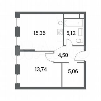 2-к квартира, 43.8 м², 38/41 эт.