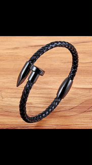 Браслет кожа сталь