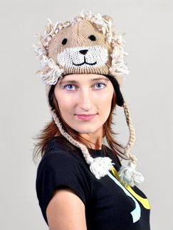 Шапка непальская звери шерсть яка флис