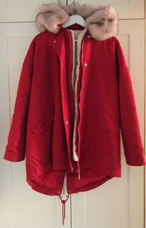 Парка с розовым мехом и подкладкой, размер S-M