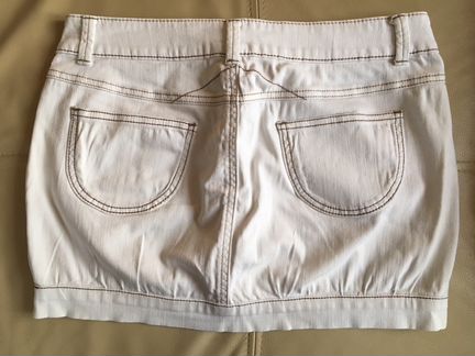 Мини-юбка джинсовая белая Benetton Jeans