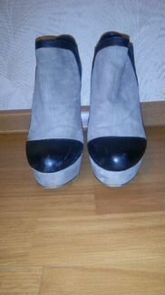 Ботильоны замшевые. полусапожк. на шпильке