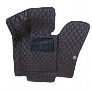 3D коврики в салон из экокожи черные красный ромб