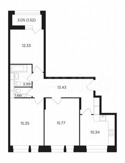 3-к квартира, 74.3 м², 9/22 эт.