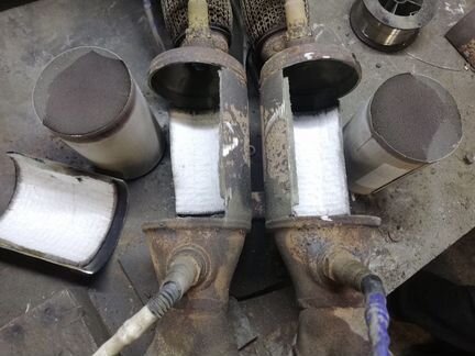 Замена катализатора на пламегаситель, гофра. Аргон