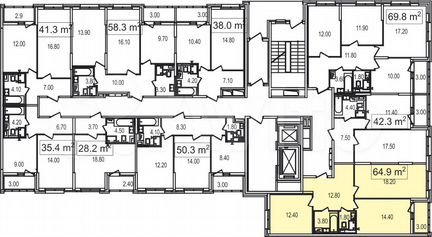 2-к квартира, 64.9 м², 9/25 эт.