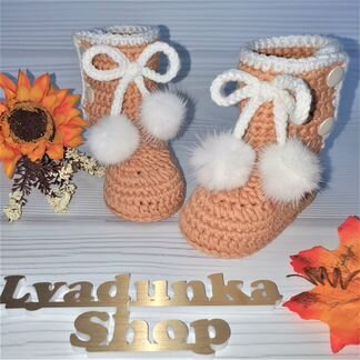 Сапожки Пинетки норка Ручная работа Новые