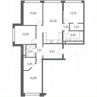 4-к квартира, 119.3 м², 32/35 эт.