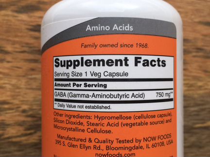 Габа 750мг 100капсул - NOW