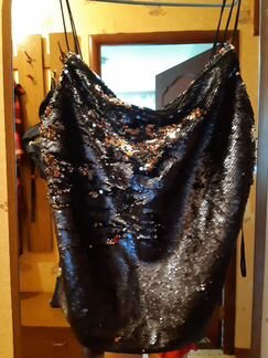 Топ на бретельках, с двухсторонними паетками