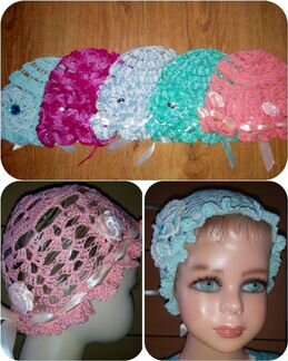 Ажурные шапочки.Ручное вязание