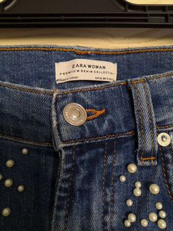 Джинсы Zara Premium с жемчугом EU36