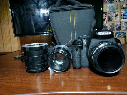 Canon 600d kit w/ 50mm 1.8., Helios 44/2, Nissin
