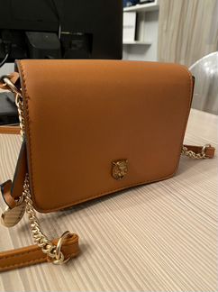 Сумка через плечо коричневая с тигром