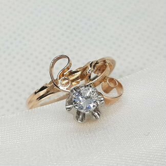 Золотое кольцо СССР с бриллиантом 0,27 карат